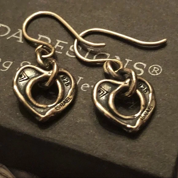 Silpada Artisan Oxidized Sterling Silver Cutout Heart Dangle Earrings W1912 - Picture 15 of 16